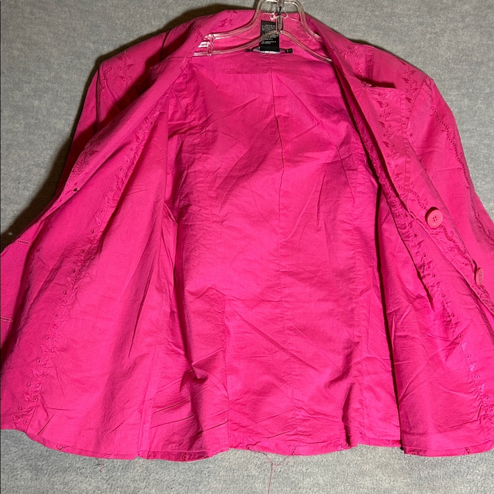 PIERRE CARDIN Y2K Naturalist Coquette Eyelet Embroidery Lined Cotton Jacket - Picture 13 of 16
